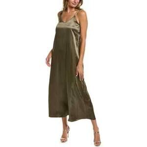 Vince Camuto Olive Satin Slip Midi Dress NWT Small Cocktail Evening